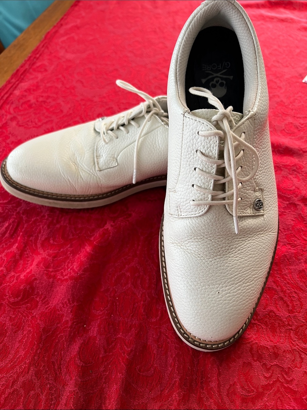 G/FORE Gallivanter Men’s 10.5 Cream Pebbled Leather Golf Shoes